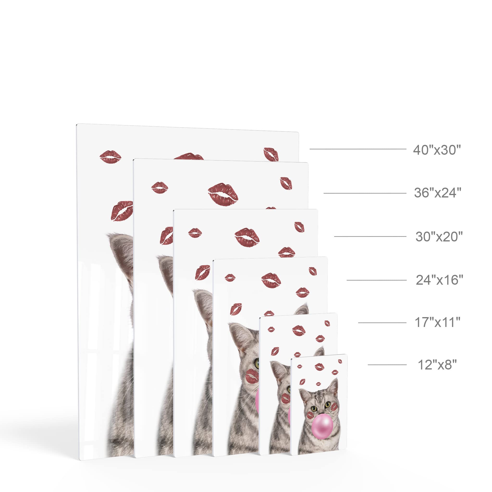 Brazilian Shorthair Cat Chewing Bubble Gum Metal Wall Art Print - 36x24 Inch Pet Lover Gift, Pop Art Decor for Office, Living Room, Bedroom & Nursery - Perfect for Cat Enthusiasts & Animal-Themed Spaces