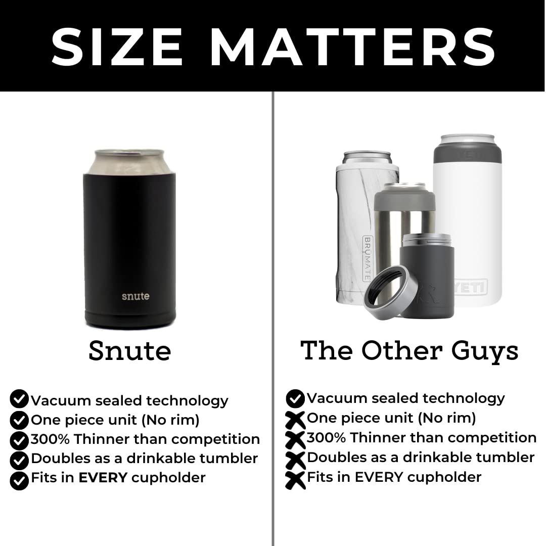 2-in-1 Insulated Can Cooler & Tumbler - 12oz Stainless Steel Beer, Soda, Energy Drink & Hard Seltzer Cooler (Black) - Perfect for Camping, Beach, BBQs & Outdoor Parties