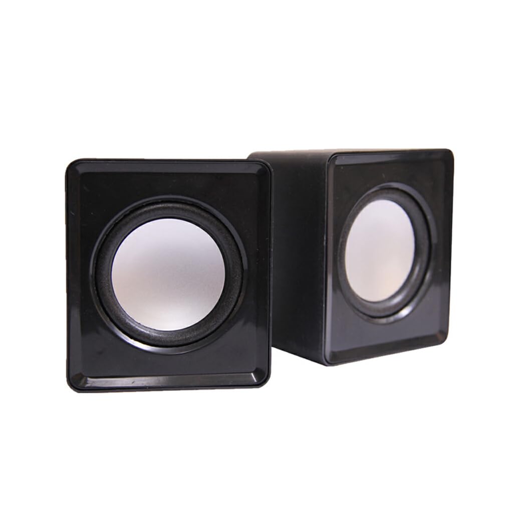 Nilioyul USB Computer Speakers with Subwoofer - Mini Plastic Universal Loudspeaker for Laptop & Desktop, Home Office PC Sound System (Black) | Perfect for Gaming, Music & Video Conferencing