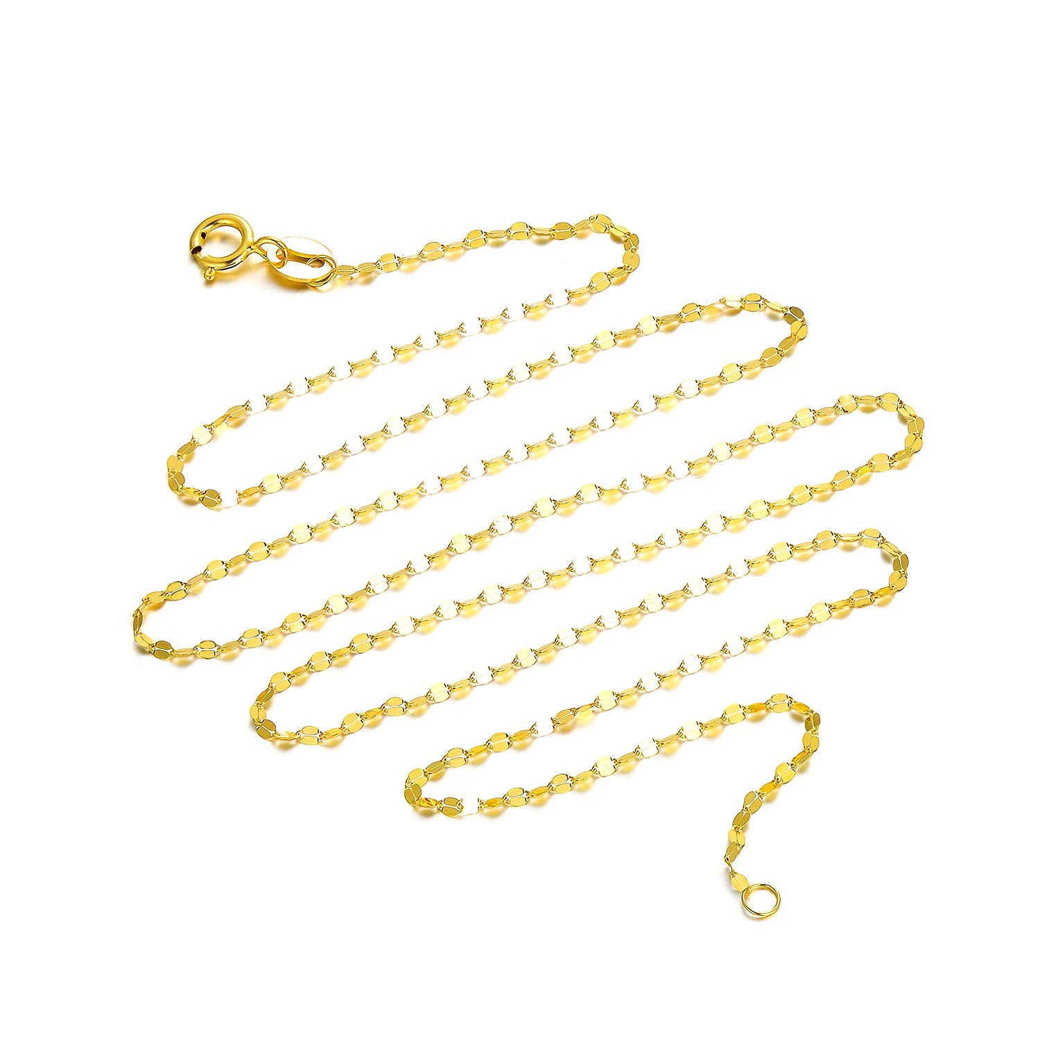 18K Solid Gold Mirror Chain Necklace - 1.7MM Dainty Yellow Gold Italian Mirror Link Chain Jewelry for Women & Girls | 18 Inch Necklace | Perfect Gift for Birthday, Anniversary & Special Occasions