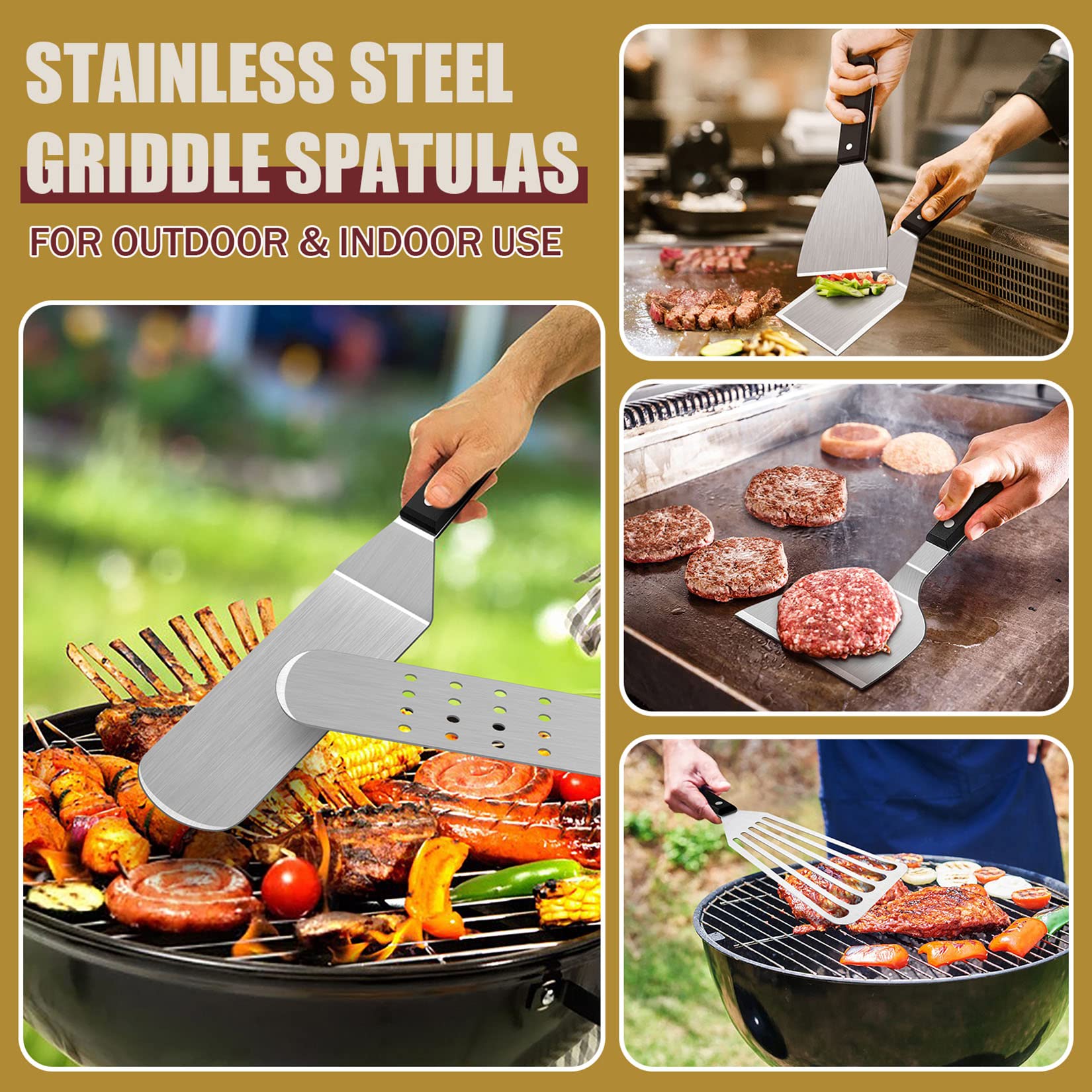 30Pcs Griddle Accessories Kit - Joyfair Flattop Grill Spatula Set with Melting Dome for Outdoor Camping BBQ | Stainless Steel Turner, Scraper, Meat Tenderizer & Carry Bag | Dishwasher Safe | Perfect for Backyard Grilling, Tailgating & Picnic Cooking