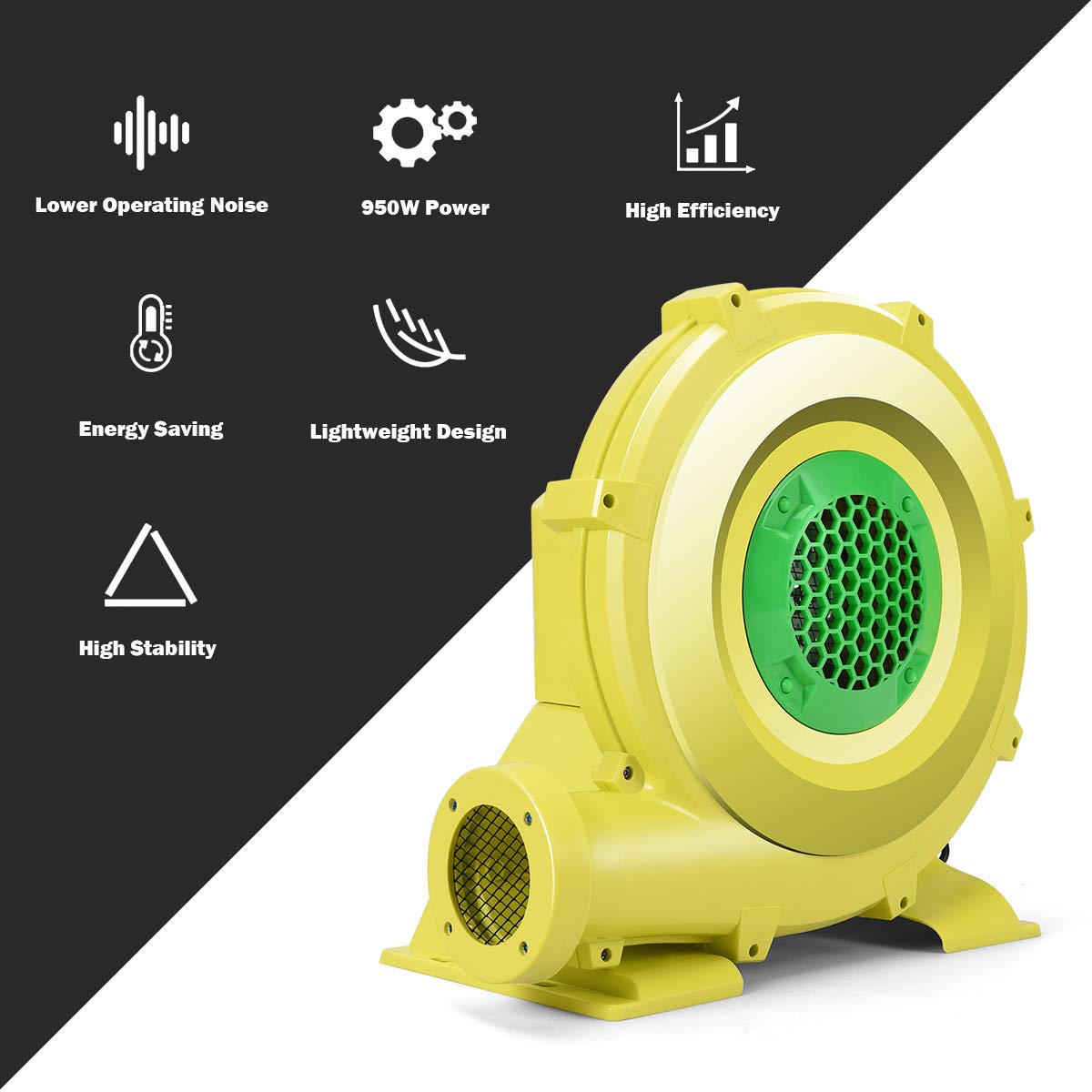 GOFLAME 735W 1HP Electric Air Blower Fan for Inflatables - Portable & Powerful Bounce House Blower for Jump Slides, Bouncy Castles, Party Rentals - Ideal for Outdoor Events, Birthday Parties, and Backyard Fun