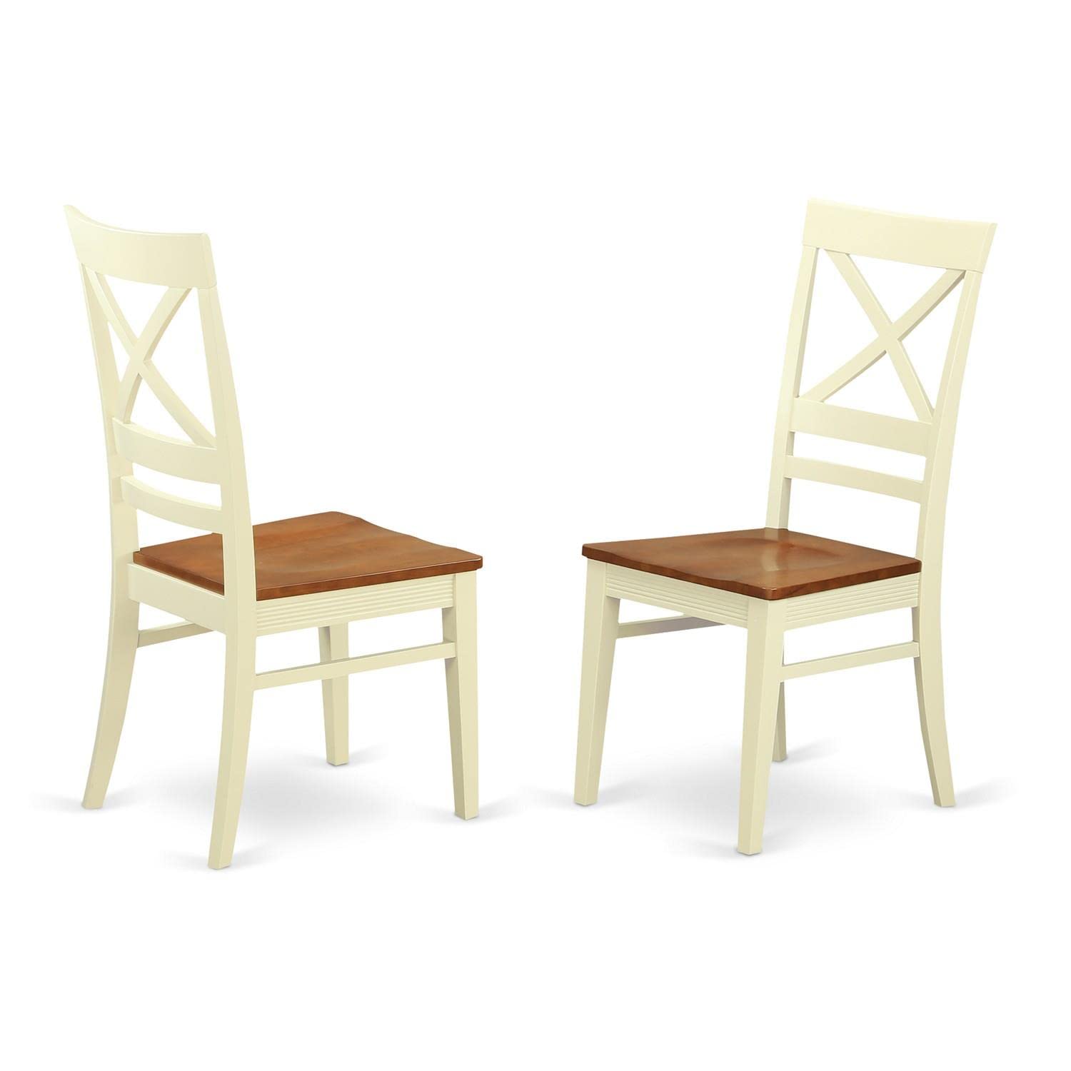 Modern 3-Piece Dining Table Set with Butterfly Leaf & 2 Chairs - 32x54 Inch Rectangle Wooden Table in Buttermilk & Cherry - East West Furniture NOQU3-WHI-W - Perfect for Small Spaces, Breakfast Nooks, and Contemporary Dining Rooms