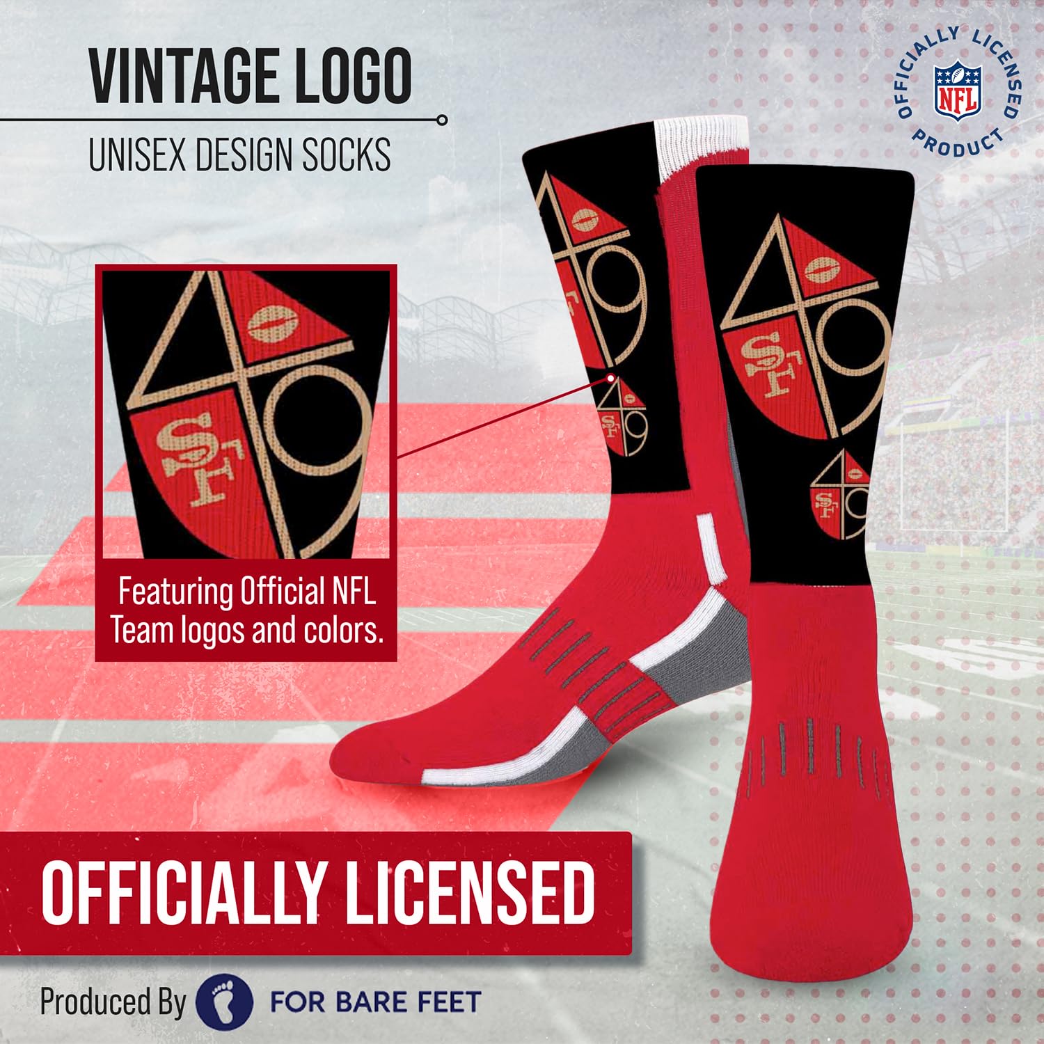 NFL Team Logo Adult Crew Socks for Men - Machine Washable, Warm & Cold Weather Comfort - Perfect for Game Day, Sports Events, and Casual Wear
