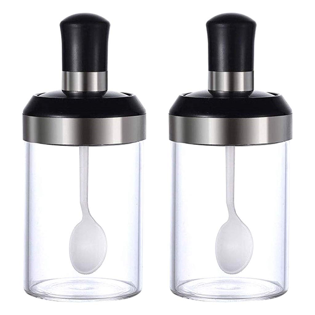 Premium Glass Spice Jars with Serving Spoon & Airtight Screw Lid - 12oz Seasoning Containers for Salt, Sugar, Herbs & Spices | Ideal for Kitchen Pantry Organization & Cooking Essentials Storage