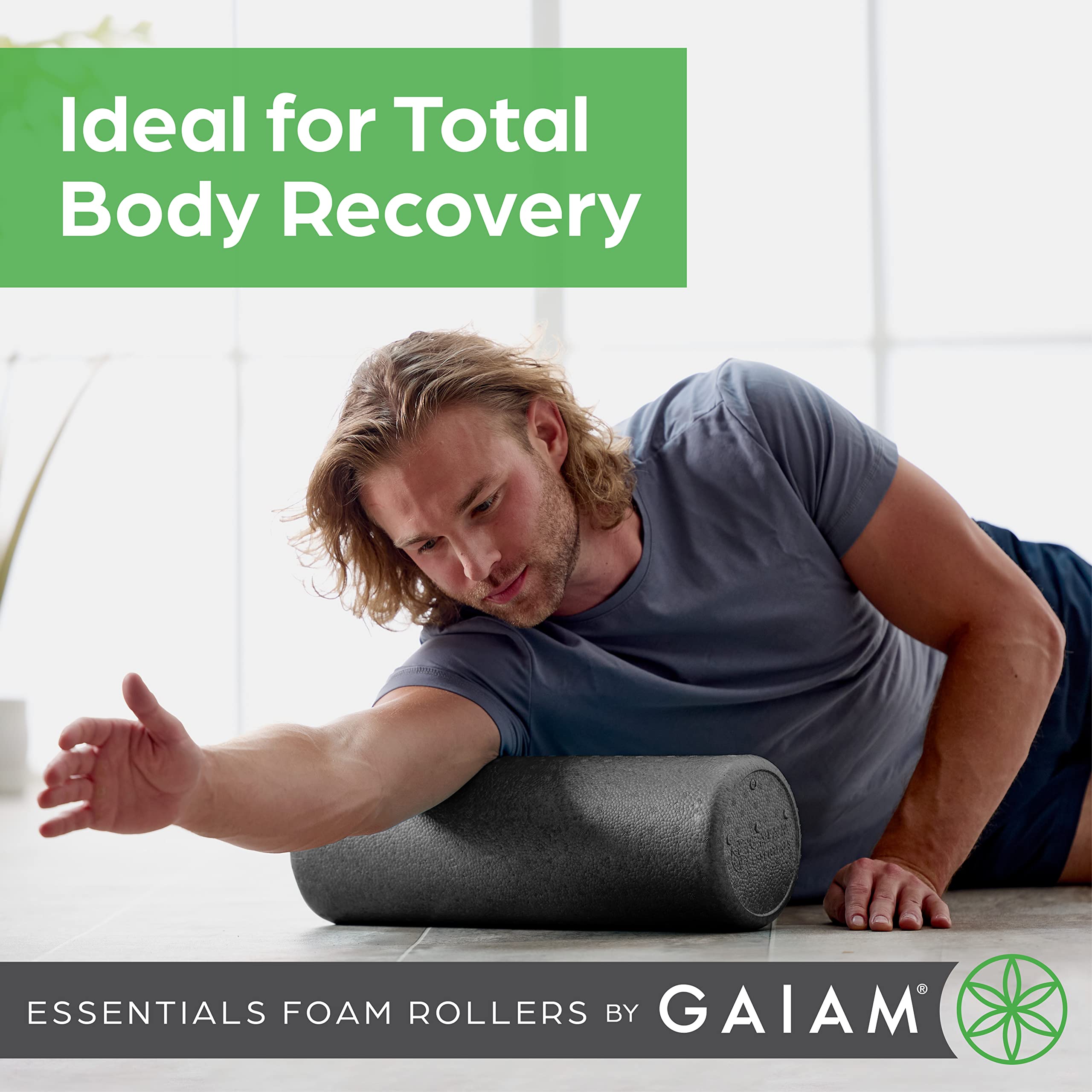 Gaiam Essentials High-Density Foam Roller for Deep Tissue Massage - Relieve Back Pain & Sore Muscles - Perfect for Post-Workout Recovery, Yoga & Physical Therapy