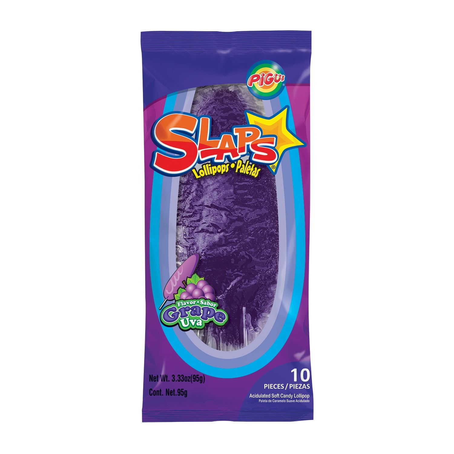 Dulces Pigui Cachetada Grape Candy | 10 Count Bag | Sweet Mexican Treat for Parties, Snacks & Gifts