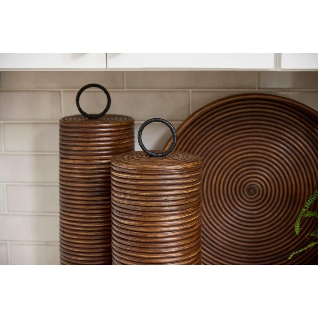 Cyan Design 11720 Papeete Small Brown Canister - Decorative Storage for Kitchen, Bathroom & Home Organization