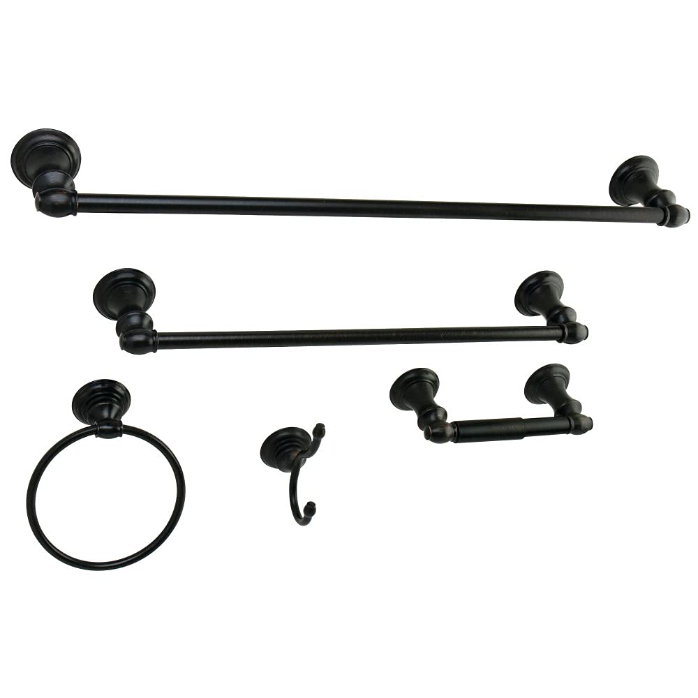 Kingston Brass BAHK2612478ORB Provence 24-Inch Oil Rubbed Bronze Bathroom Hardware Set - Towel Bar, Robe Hook & Toilet Paper Holder for Modern Bathroom Decor