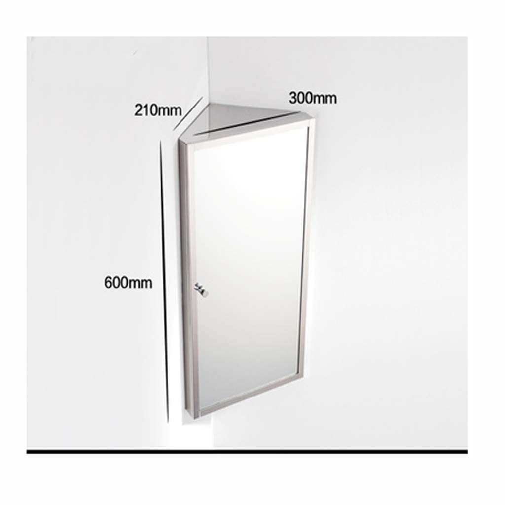 Stainless Steel Corner Bathroom Vanity Mirror Cabinet - Wall Mounted Triangle Storage Organizer with Mirror for Bathroom, Kitchen & Medicine Cabinet - Perfect for Small Spaces & Modern Home Decor