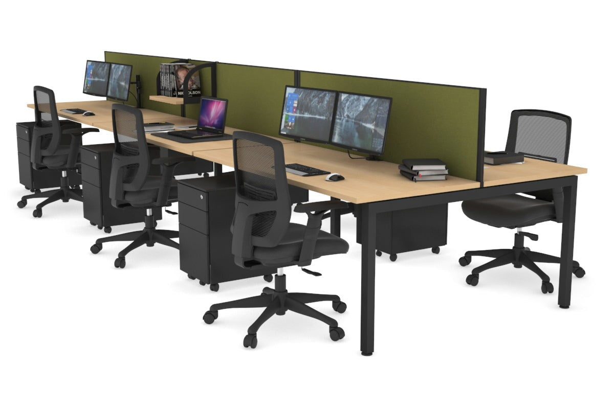 Quadro Square Legs 6-Person Office Workstation Desk [1600L x 700W] - Perfect for Team Collaboration & Open Office Spaces