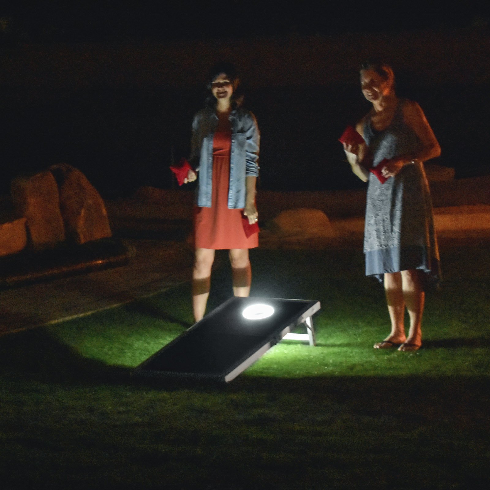 GoSports 4x2 ft Aluminum Cornhole Game Set with LED Lights or Standard - 2 Foldable Regulation Boards & 8 Bean Bags - Perfect for Backyard, Tailgating, and Outdoor Parties