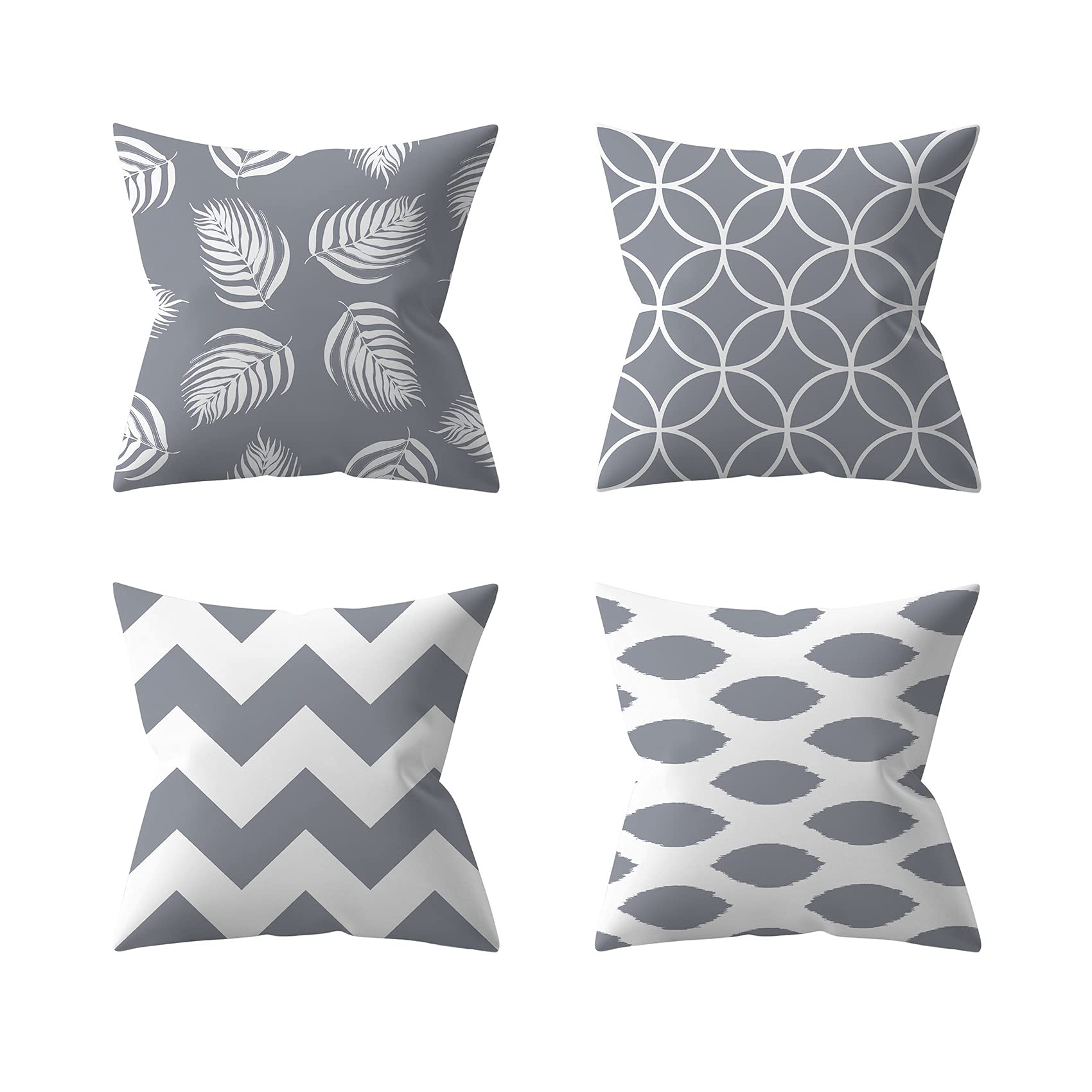 HAFRILY 45x45cm Cushion Covers Set of 4 - Soft Decorative Pillow Cases for Indoor Outdoor Use, Perfect for Sofa, Bench, Garden Furniture & Living Room Decor (Grey) - Cozy Reading Pillow & Home Decoration Accessory