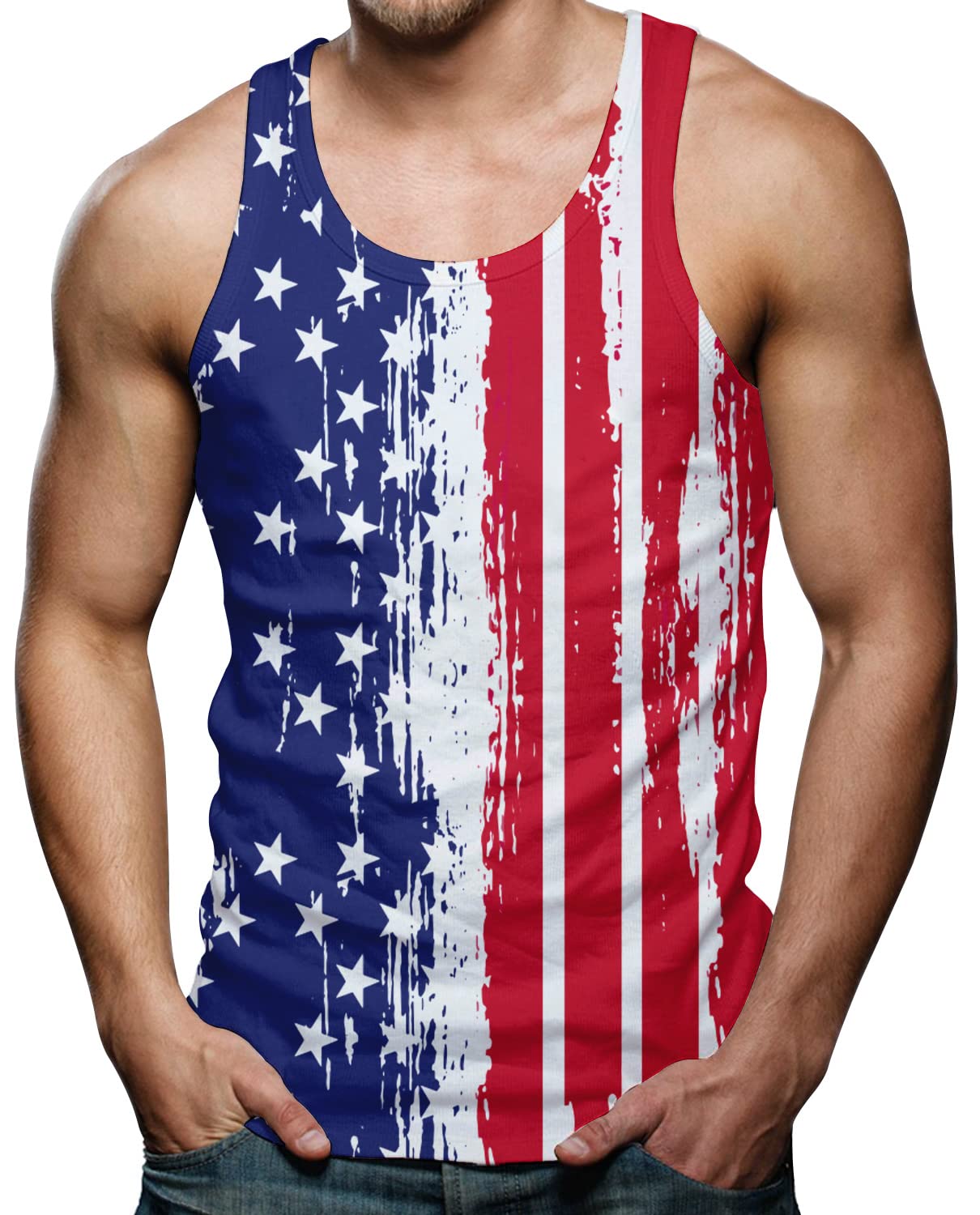 RAISEVERN Men's Funny 3D Graphic Tank Top - Sleeveless Summer Workout Shirt for Gym, Sports & Casual Wear - Lightweight & Breathable Activewear
