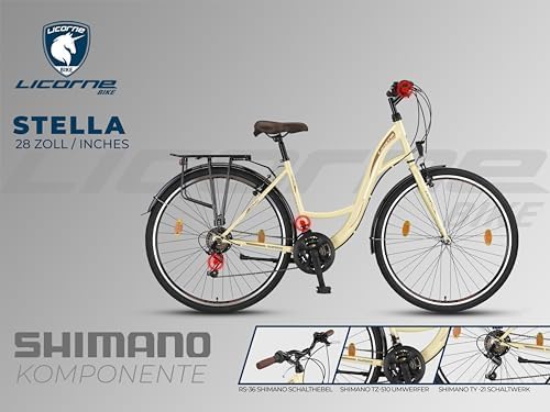 Licorne Bike Stella Premium City Bike - 20, 24, 26, 28 Inch Unisex Bicycle for Adults & Kids - 21 Speed Gears (6 Gears at 20