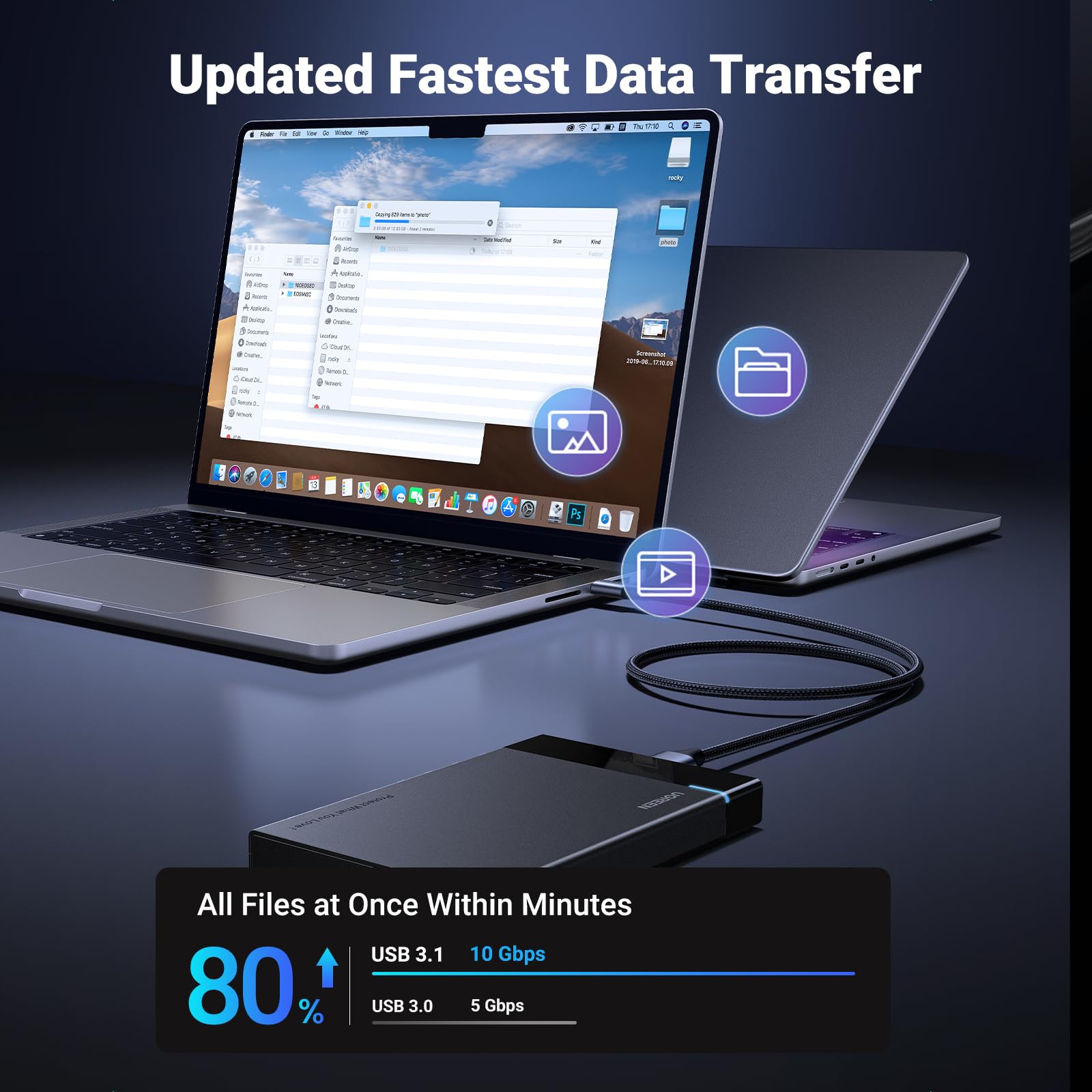 UGREEN 10Gbps USB C to Micro B Cable 1.5FT - High Speed External Hard Drive Cable for MacBook Pro/Air, iPad, iPhone, Samsung Galaxy S24, WD, Seagate - Perfect for Data Transfer & Backup Storage