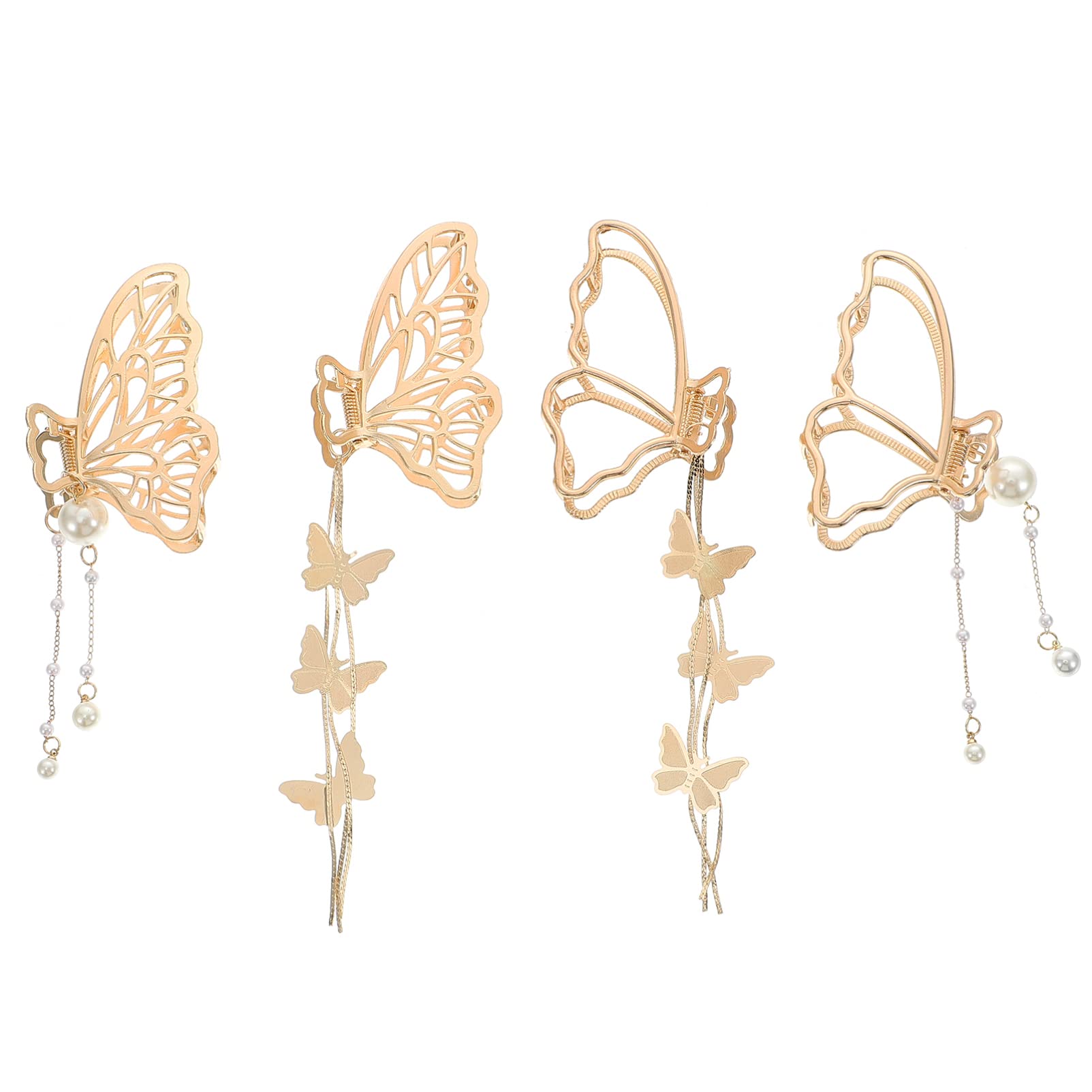 KALLORY Gold Butterfly Hair Clips for Women & Girls - 4PCS Hair Styling Accessories for Thick Hair, Perfect for Weddings, Parties & Everyday Use