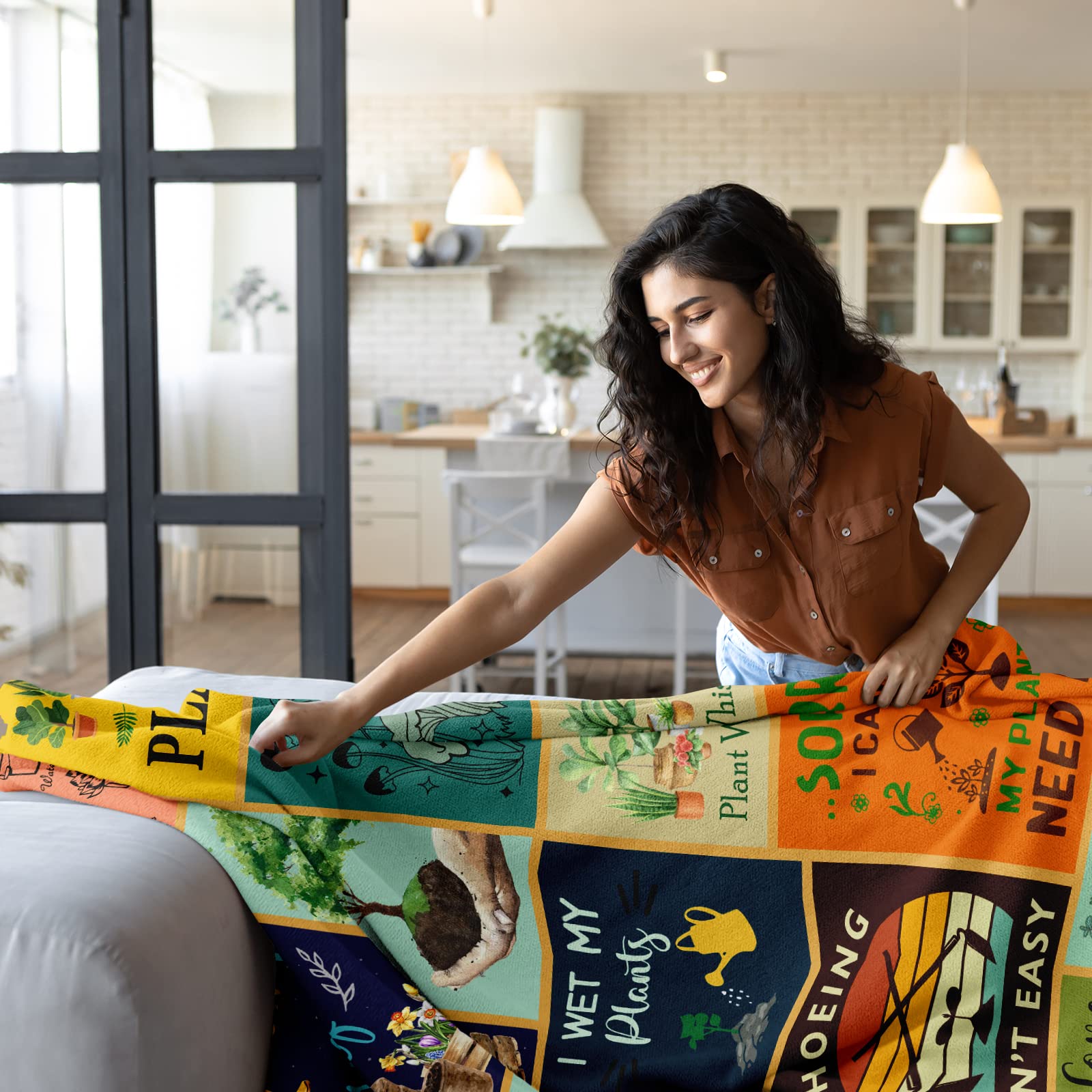 60”x50” Cozy Plant Lover Blanket - Perfect Gardening Gift for Women, Plant Enthusiasts & Gardeners - Ideal for Indoor Relaxation, Outdoor Picnics & Plant-Themed Decor