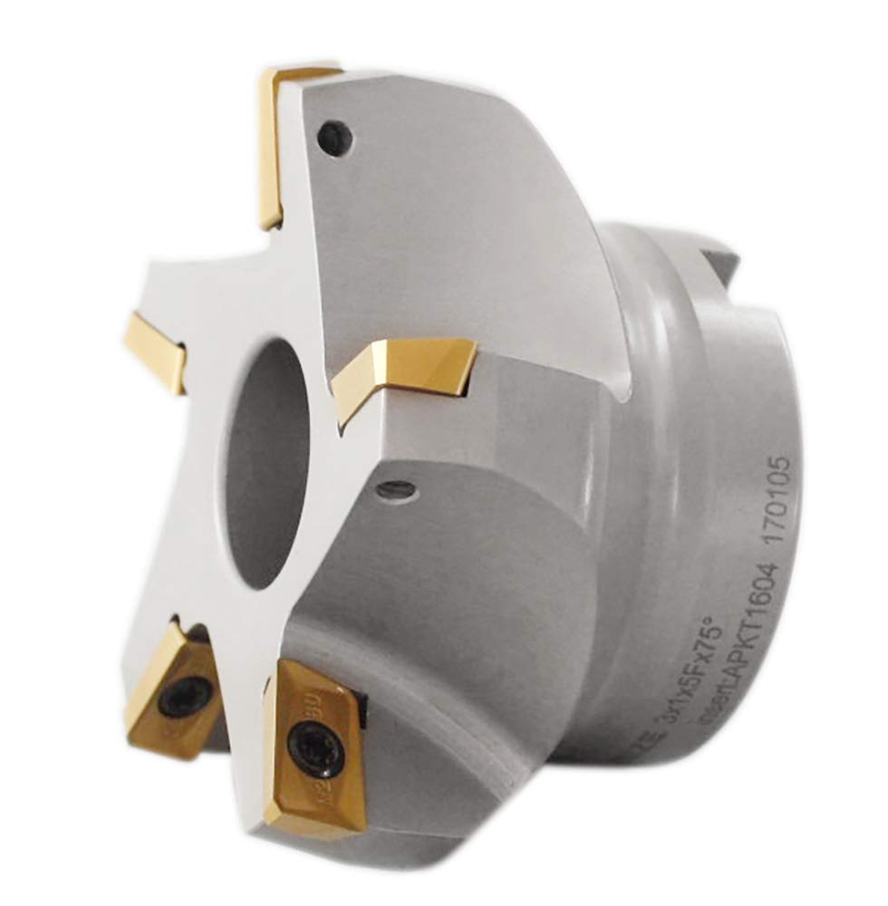 75 Degree Indexable Face Mill with 5 APKT1604 Carbide Inserts - 3