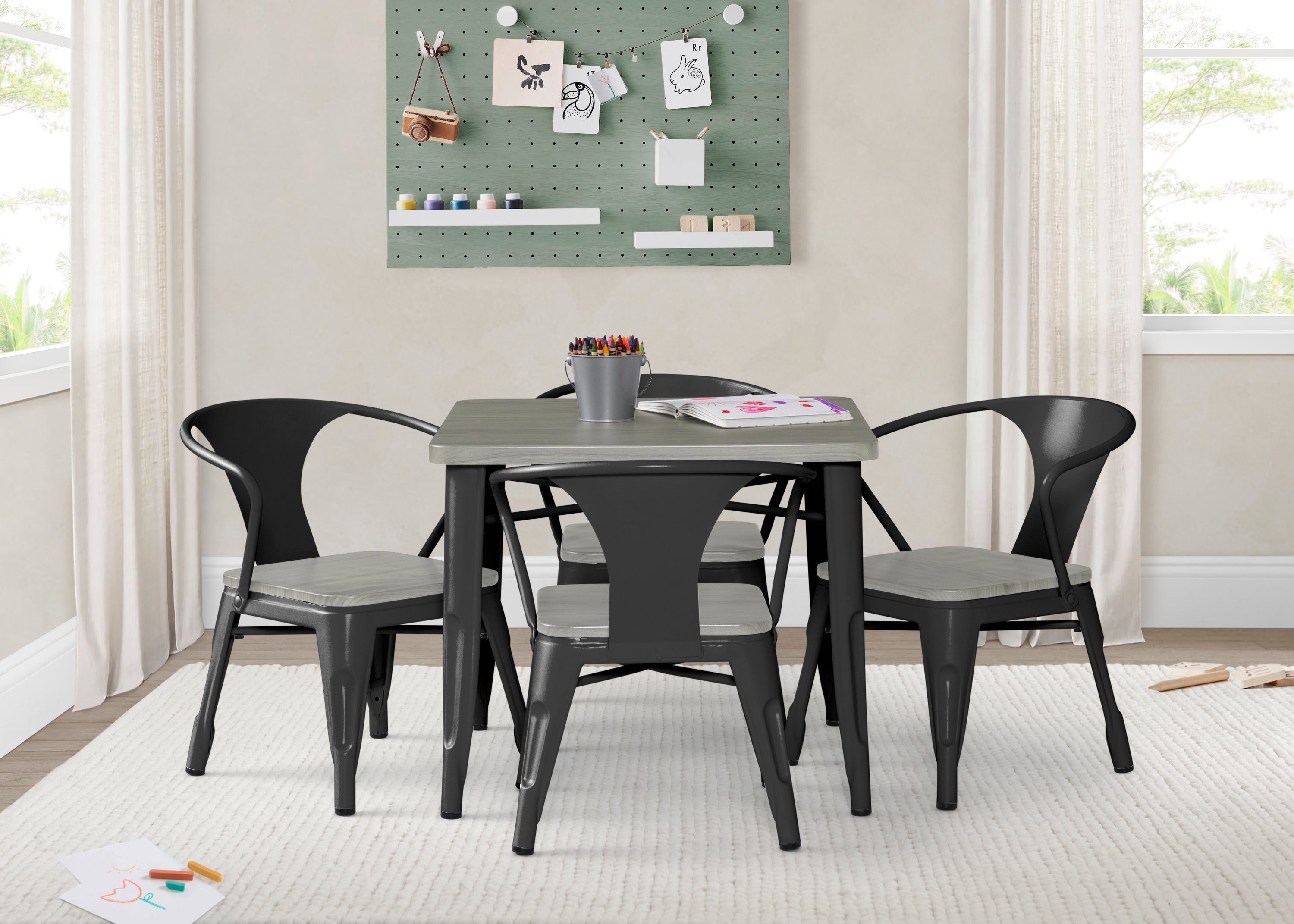 Modern Bistro Table and 4 Chairs Set - Outdoor/Indoor Patio Dining Furniture for Garden, Balcony, and Small Spaces