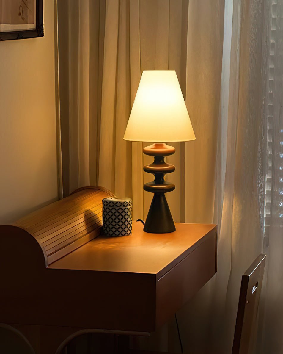 Modern Ripple Wood Table Lamp - Handcrafted Natural Wood Nightstand Light for Bedroom, Living Room & Office - Warm Ambient Lighting for Home Decor
