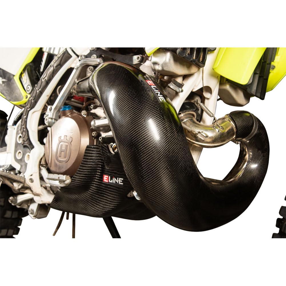 E Line Carbon Fiber Pipe Guard for KTM 250 XC (2017-2018) - Lightweight Exhaust Protection for Off-Road & Motocross Riding