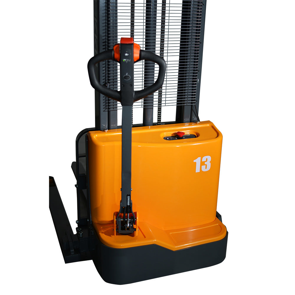 EB13C Full Electric Straddle Stacker - 2800 lbs Capacity, Adjustable Legs for Warehouse & Industrial Material Handling