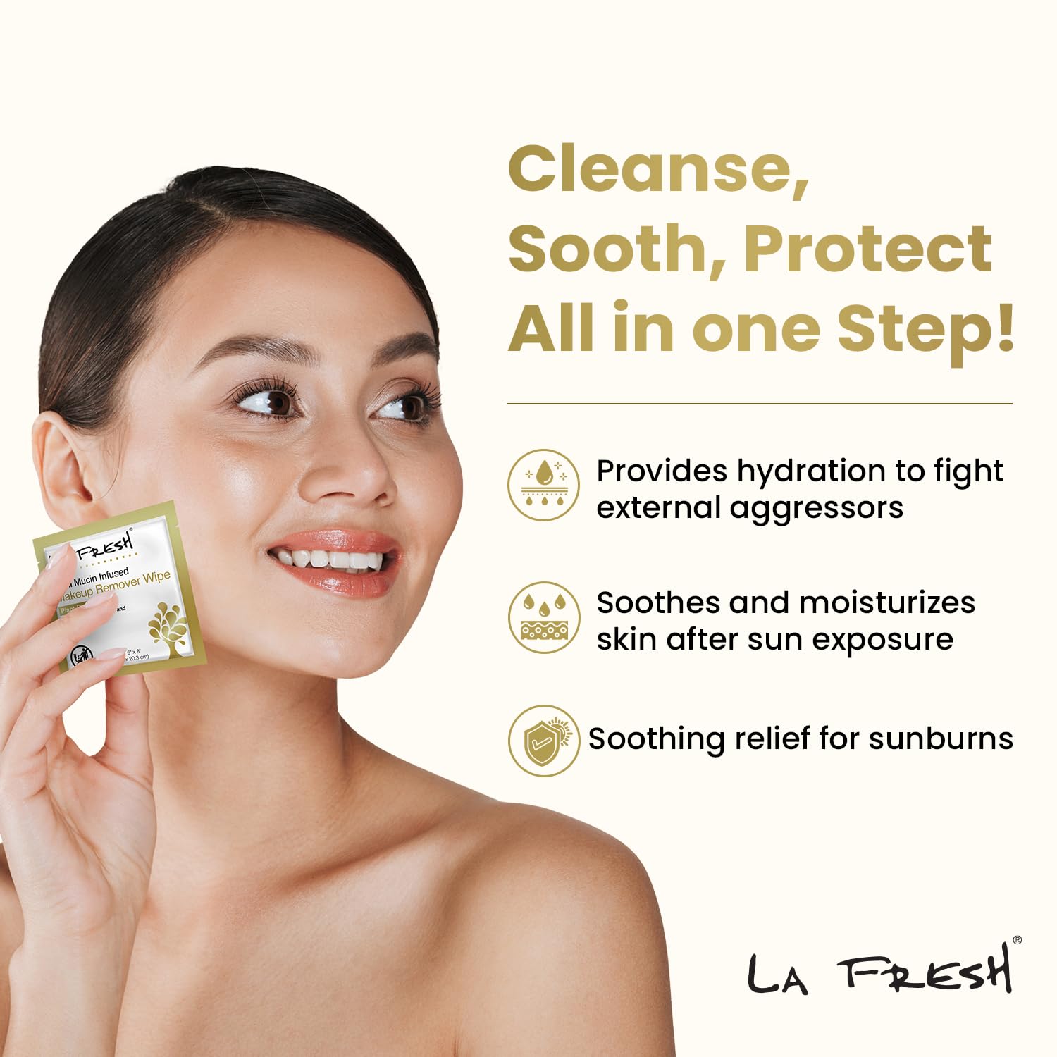 LA Fresh Snail Mucin Facial Cleansing Wipes | Oil-Free Makeup Remover Wipes for Travel | 25-Pack | Gentle Exfoliating & Hydrating Face Wipes for Sensitive Skin | Perfect for On-the-Go Skincare & Post-Workout Refresh