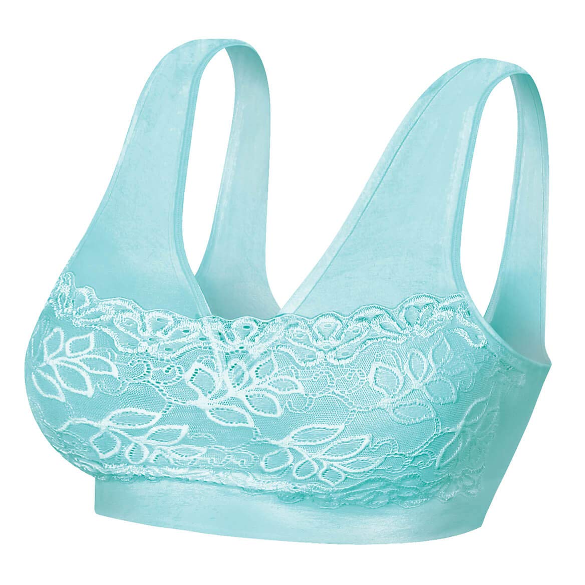 Teal Lace Cami Stretch Bra for Women - Comfortable Wireless Bralette Small Size - Perfect for Everyday Wear, Layering & Lounge Outfits