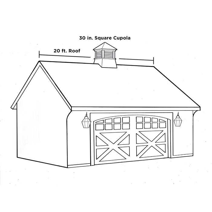 30 Square Manchester Vinyl Cupola with Horse Weathervane - Classic Barn Roof Decoration for Farmhouse, Garden & Countryside Homes (Perfect for Outdoor Decor & Rustic Style)