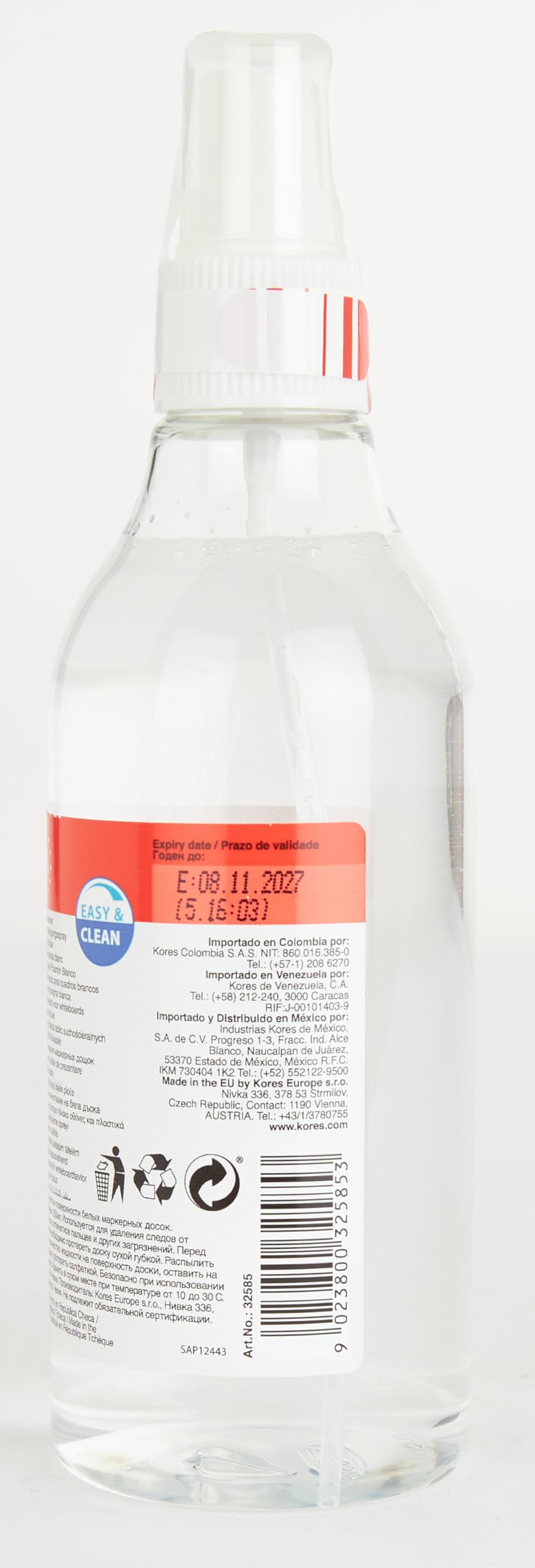 Kores 250ml Whiteboard Cleaner Spray - Fast Drying, Streak-Free Formula for Whiteboards, Glass Boards & Dry Erase Markers | Ideal for Offices, Classrooms & Home Use