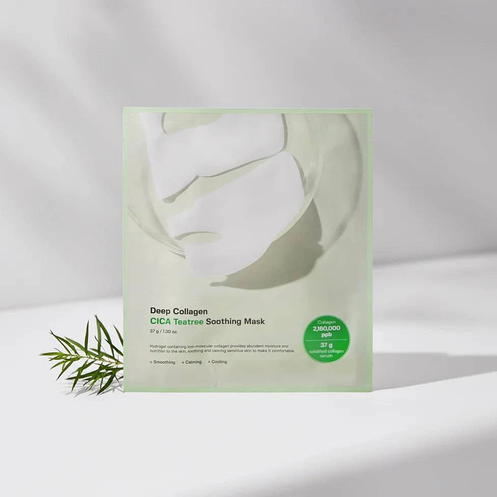 SUNGBOON EDITOR Deep Collagen Cica Tea Tree Soothing Face Mask 37g (1 Sheet) - Hydrating & Calming for Sensitive Skin, Acne Relief & Pore Care - Perfect for Daily Skincare Routine & Post-Sun Recovery