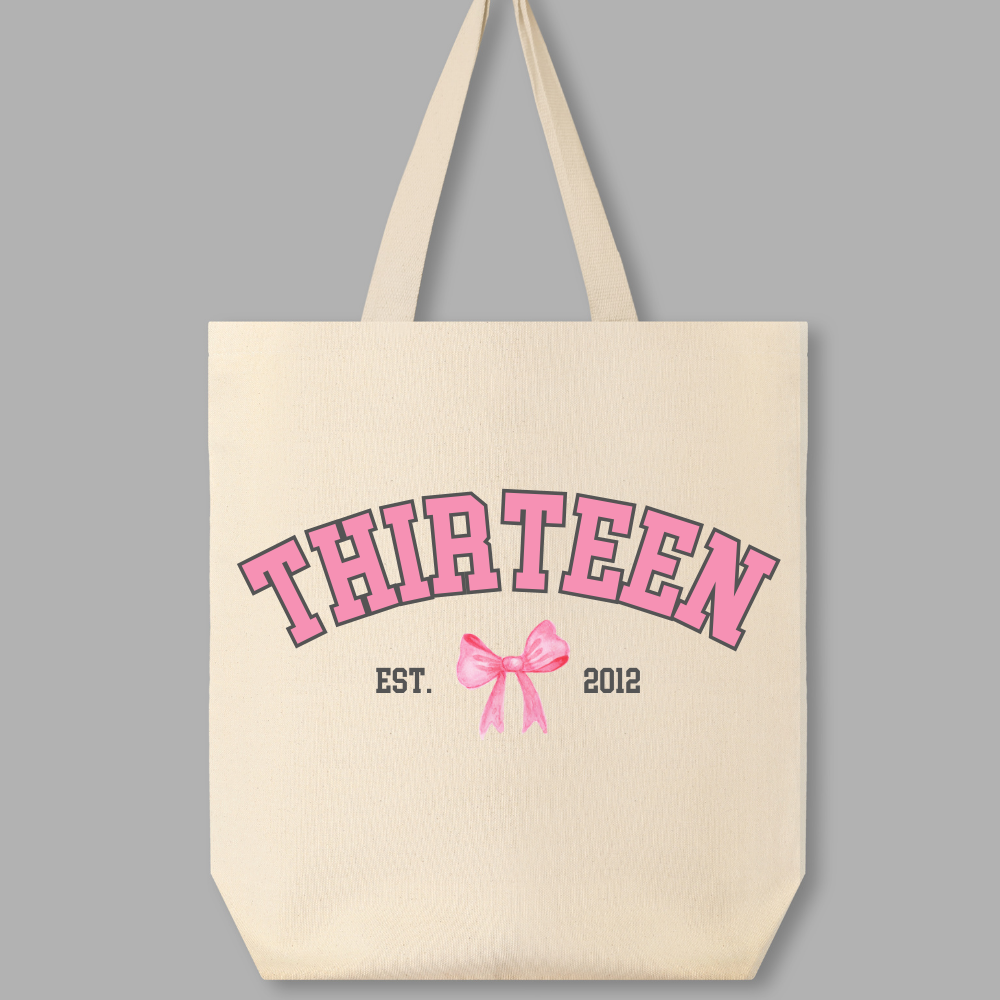 Personalized Coquette Age & Year Tote Bag - Custom Gift for Birthdays, Anniversaries & Special Occasions