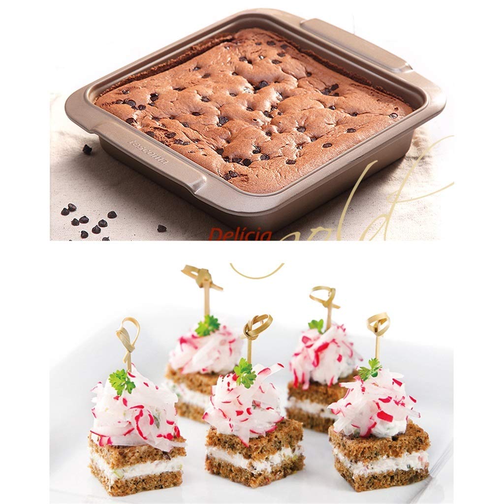 Golden Square Baking Dish - Non-Stick Oven Tray for Cakes & Muffins