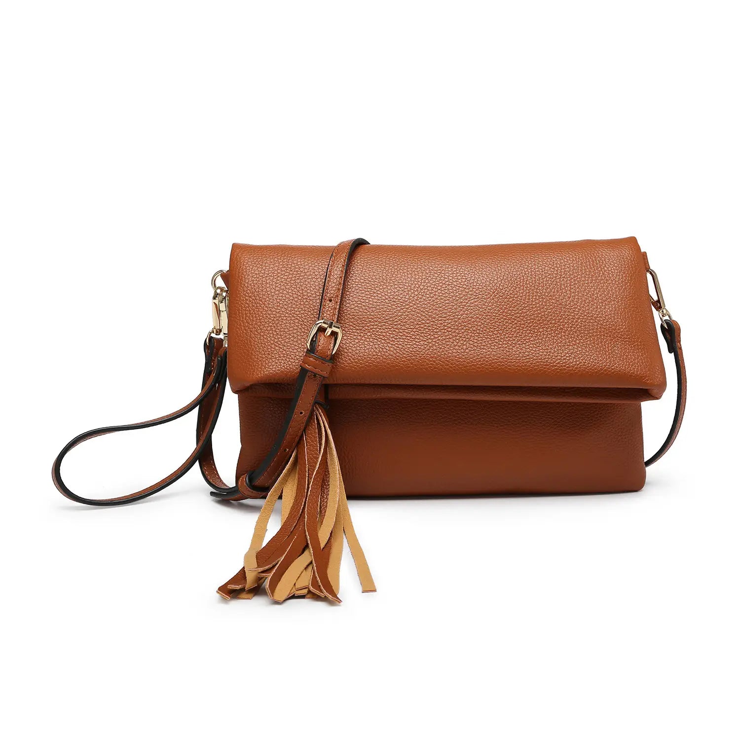 Austin Flapover Tassel Vegan Leather Crossover Clutch Purse - Elegant Women's Handbag for Evening Parties, Date Nights & Special Occasions