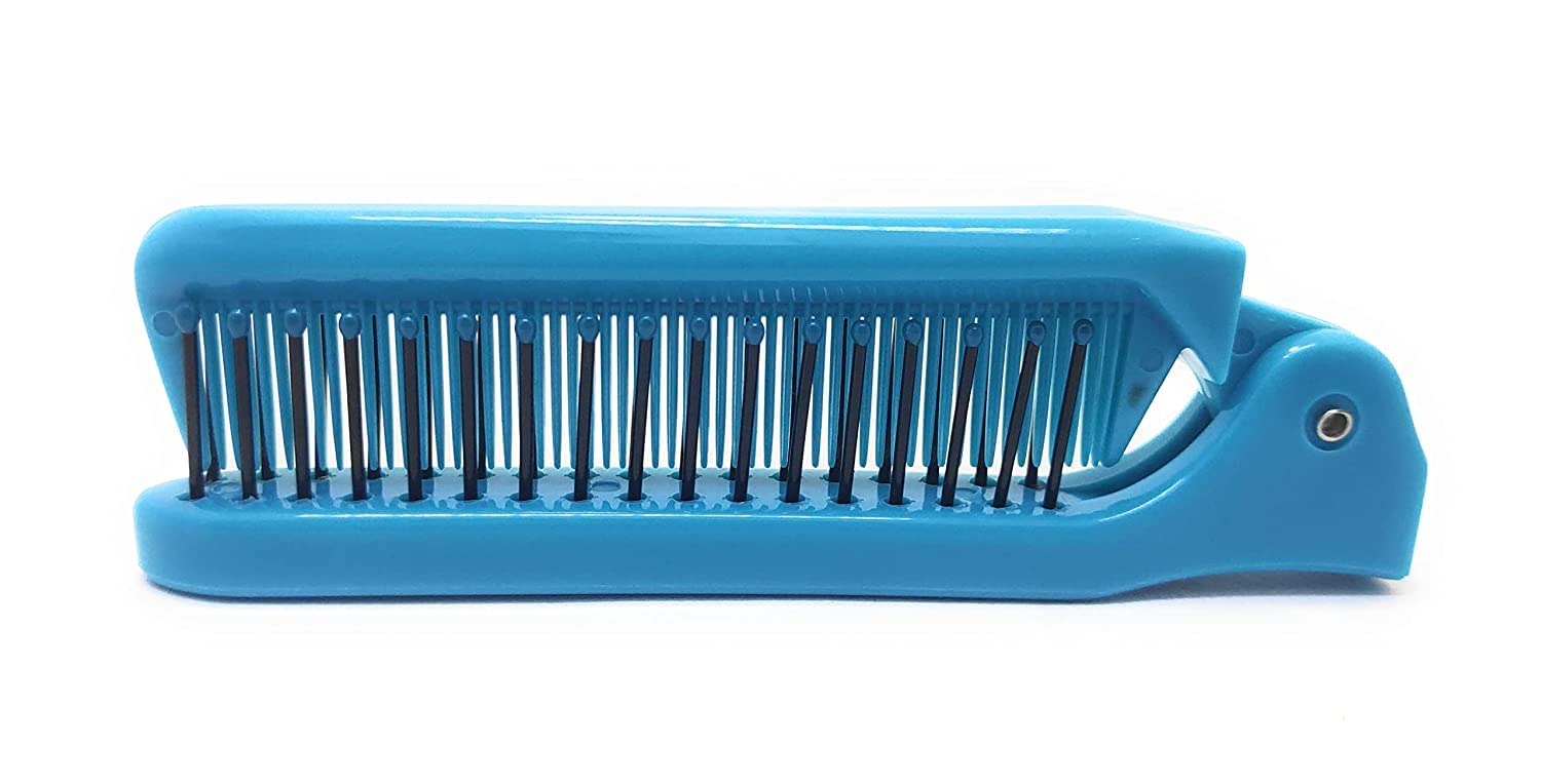 Portable Folding Pocket Comb - Double Sided Mini Hair Brush for Travel, Compact & Lightweight Hair Styling Tool - Foldable Pocket Kangi for Men & Women (Blue) | Perfect for On-the-Go Grooming, Travel Essentials & Everyday Carry