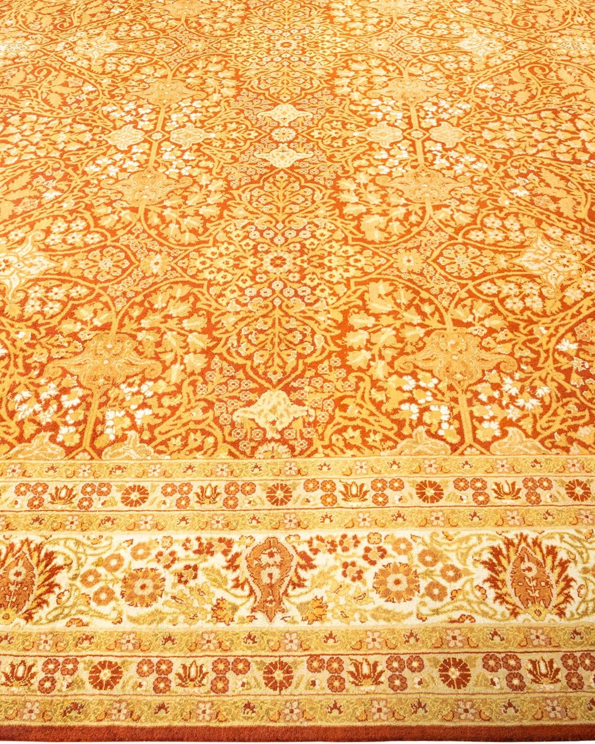 Handmade Hand-Knotted Wool Oriental Mogul Orange 8x10 Area Rug - Unique Traditional Design for Living Room, Bedroom & Dining Room Decor