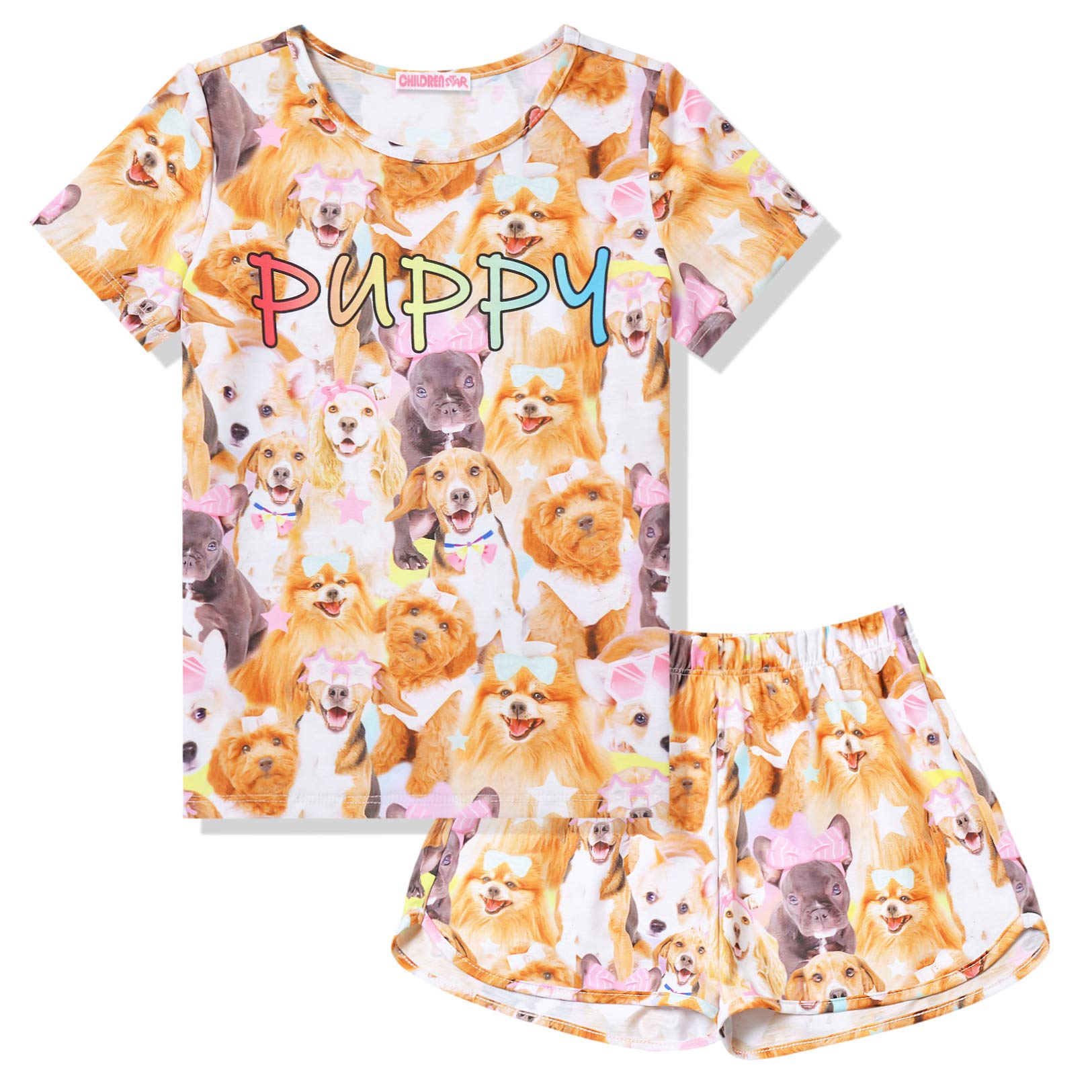 Girls Cotton Pajama Sets - Summer Short Sleeve Sleepwear for Kids