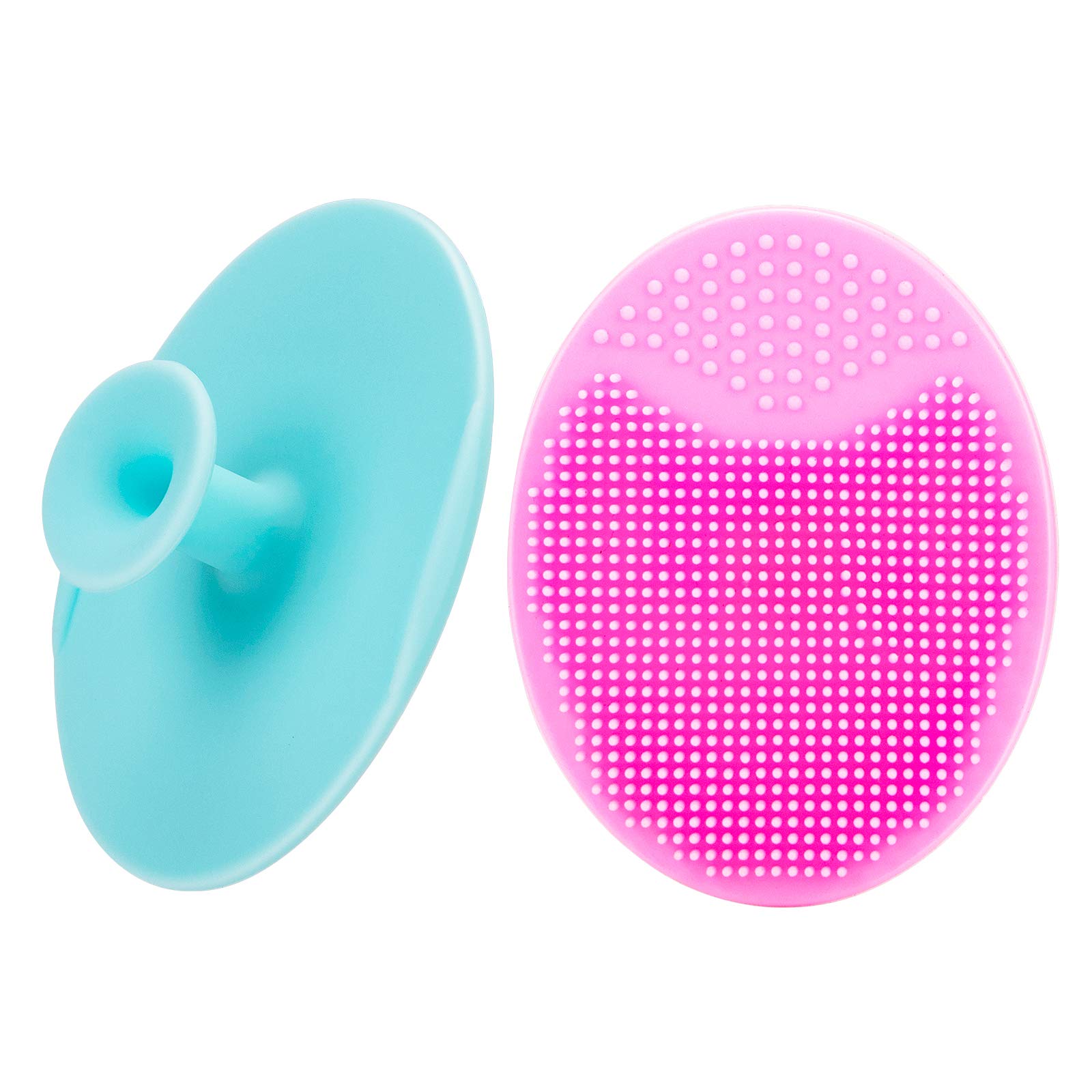 2 Pack JEXCULL Soft Silicone Facial Cleansing Brush - Exfoliator & Blackhead Remover for Acne Prone Skin | Gentle Pore Cleansing Pad & Cradle Cap Brush | Deep Cleaning Skin Care Tool (Blue & Red) | Perfect for Daily Face Wash & Makeup Removal Routine