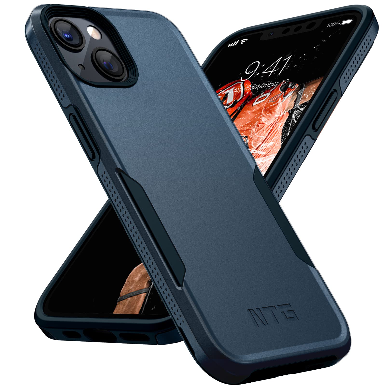 Military Grade Shockproof iPhone 14/13 Case - 2 Layer Protective Slim Hard Cover with Anti-Drop Protection | Durable Blue Phone Case for Outdoor, Work & Daily Use