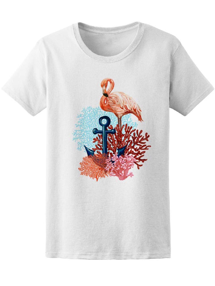 Women's Flamingo Tropical Anchor Graphic T-Shirt - Casual Summer Beach Vacation Tee