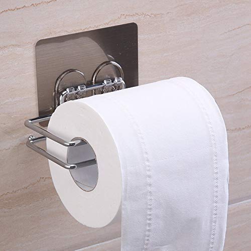 ZIVIK 2-Pack Stainless Steel Self-Adhesive Toilet Paper Holder - No Drill Wall Mounted Bathroom Tissue Roll Rack - Strong Adhesive for Kitchen, Bathroom, RV (Silver) - Perfect for Small Spaces & Rental Homes