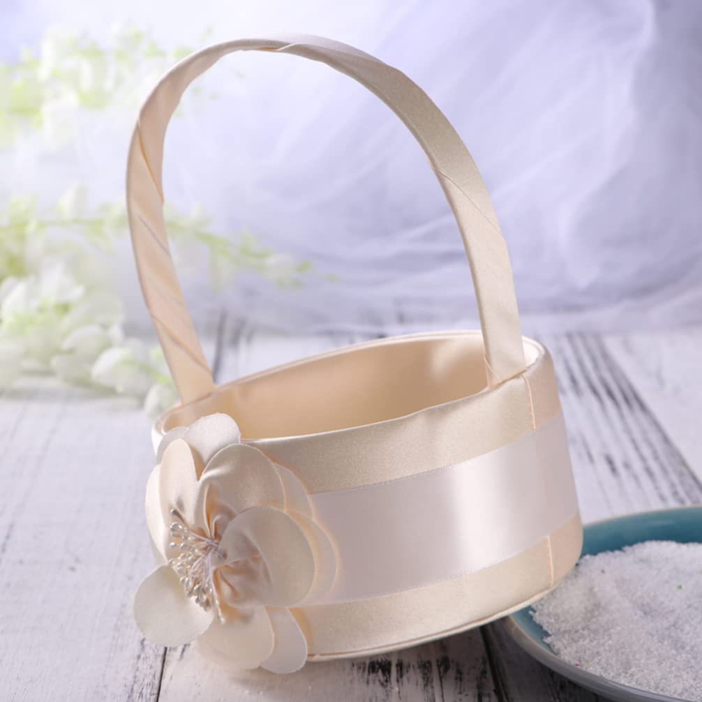 STOBOK 2-Pack Rustic Wedding Flower Basket Set - Flower Girl Basket with Rings Holder, Perfect for Petals & Bouquets - Ideal for Wedding Ceremonies, Bridal Showers & Flower Girl Processions
