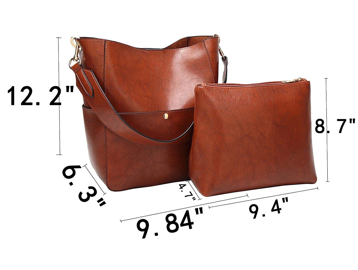 Molodo Women's PU Leather Bucket Tote Bag - Medium Satchel Hobo Purse with Shoulder Strap, Designer Work Handbag for Office, Travel & Daily Use