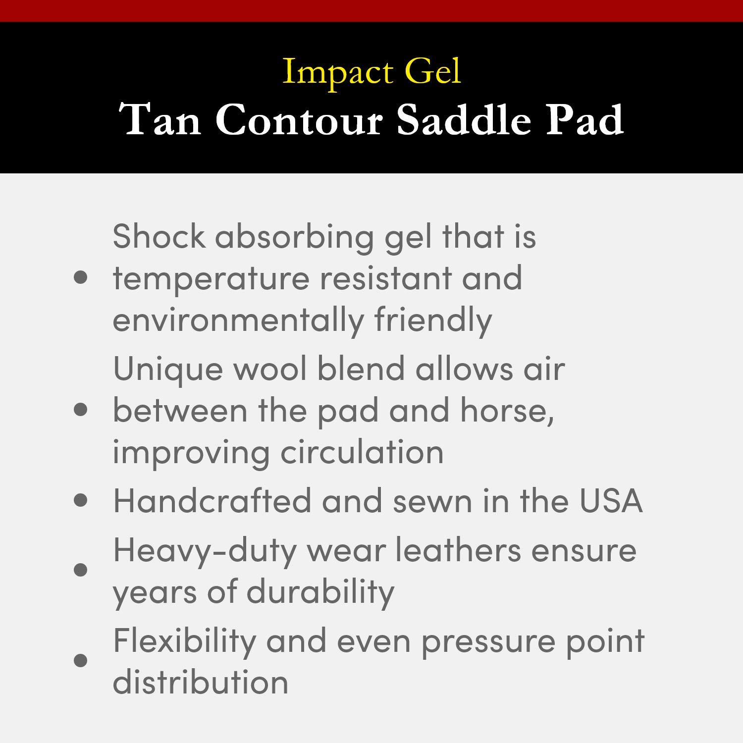 Impact Gel Contour Saddle Pad - Shock Absorbing Horse Riding Pad for Comfort & Performance - Perfect for Trail Riding, Dressage & Jumping