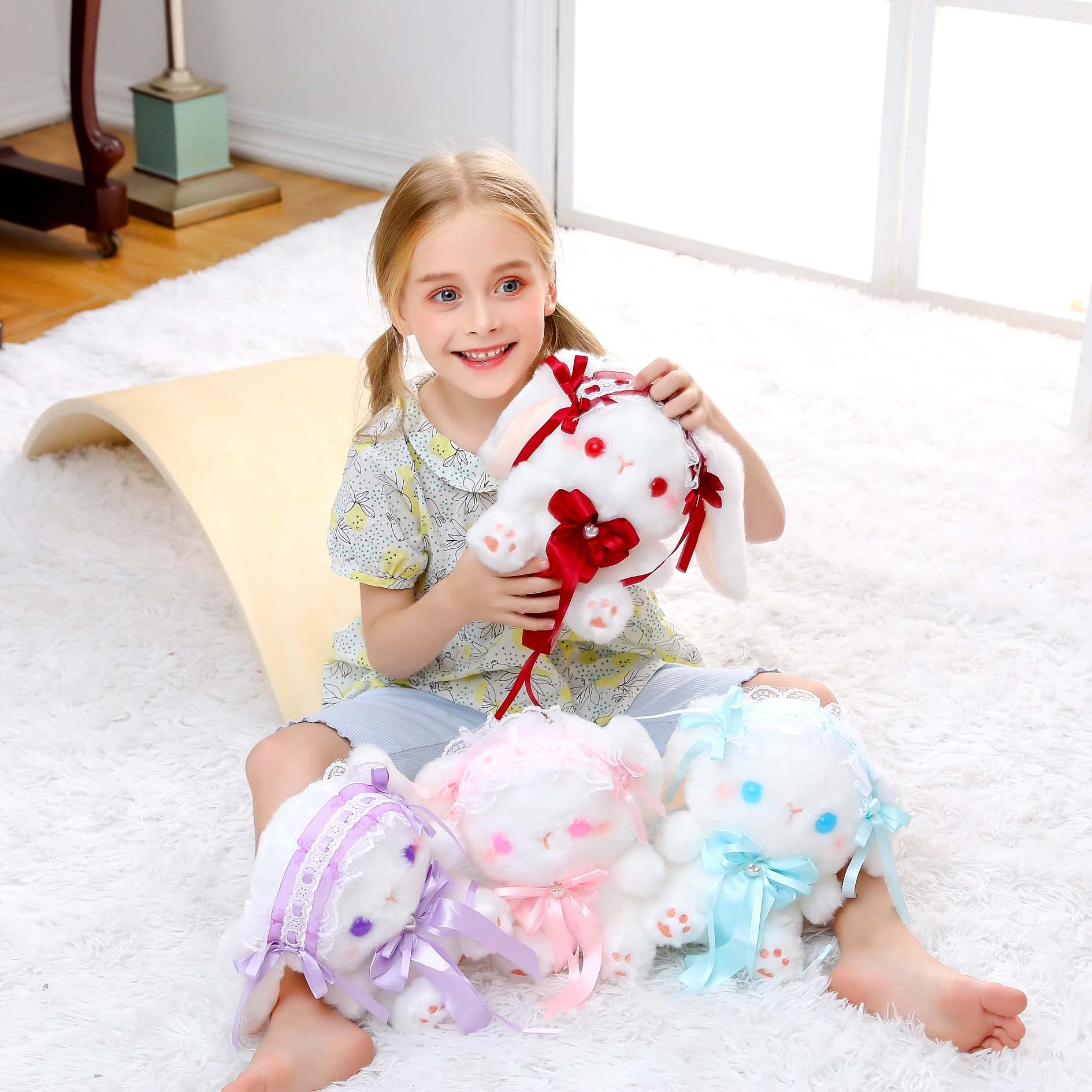 Cute 9 Inch Lolita Bunny Plush Toy - Soft Stuffed Animal Doll for Kids, Best Gift for Children (Red) - Perfect for Bedtime Cuddles, Nursery Decor & Birthday Presents