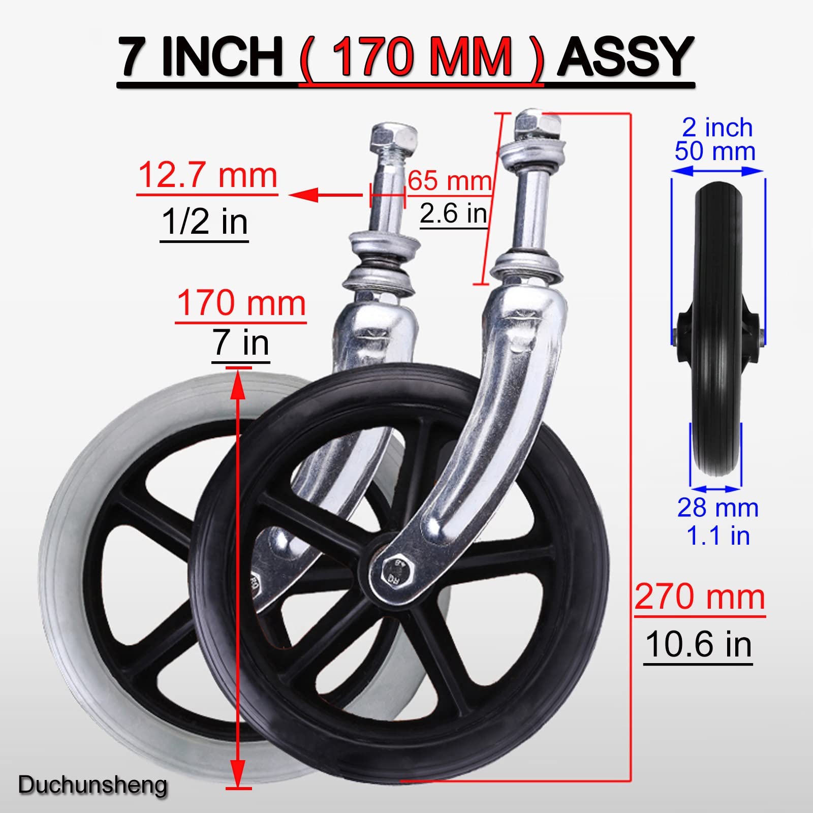 Universal Wheelchair Front Wheels Replacement - 2 Pcs Solid 6