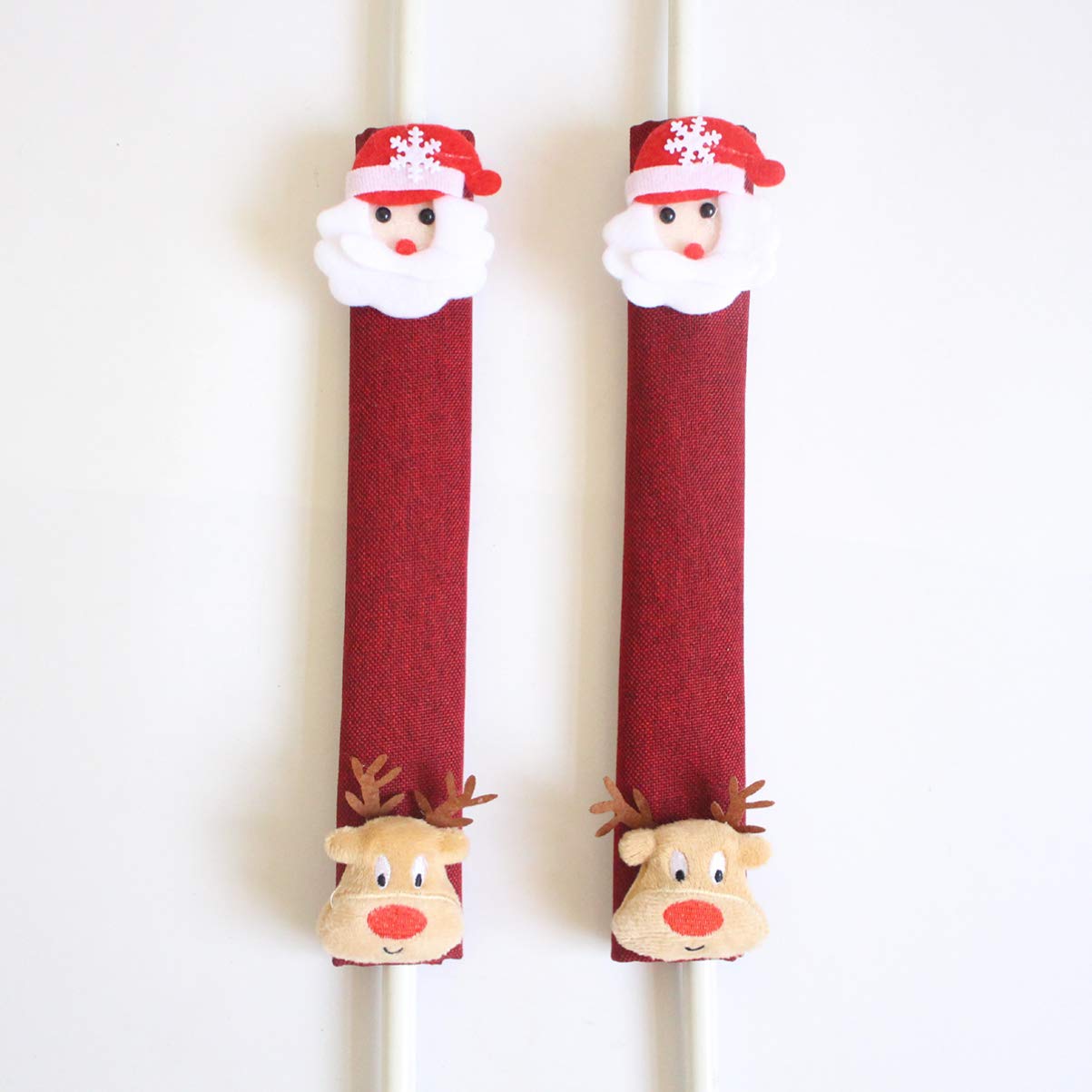 BESPORTBLE 4-Piece Christmas Refrigerator Handle Covers Set - Soft Linen Protectors for Microwave, Dishwasher & Kitchen Appliances - Festive Holiday Home Decor & Safety Accessories