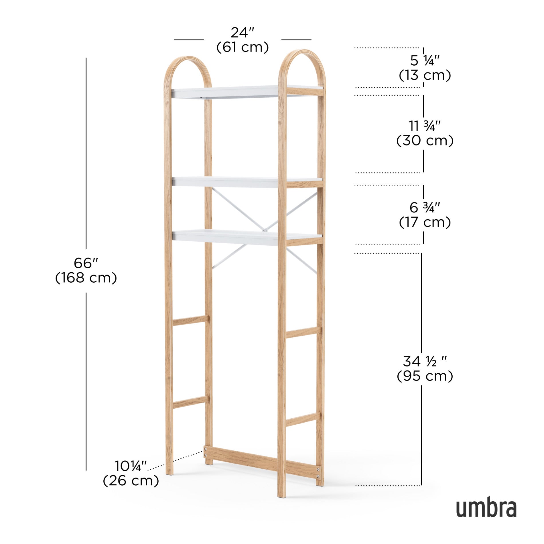 Bellwood Over the Toilet Shelf - Space Saving Bathroom Storage Organizer for Towels, Toiletries & Decor - Perfect for Small Bathrooms & Powder Rooms