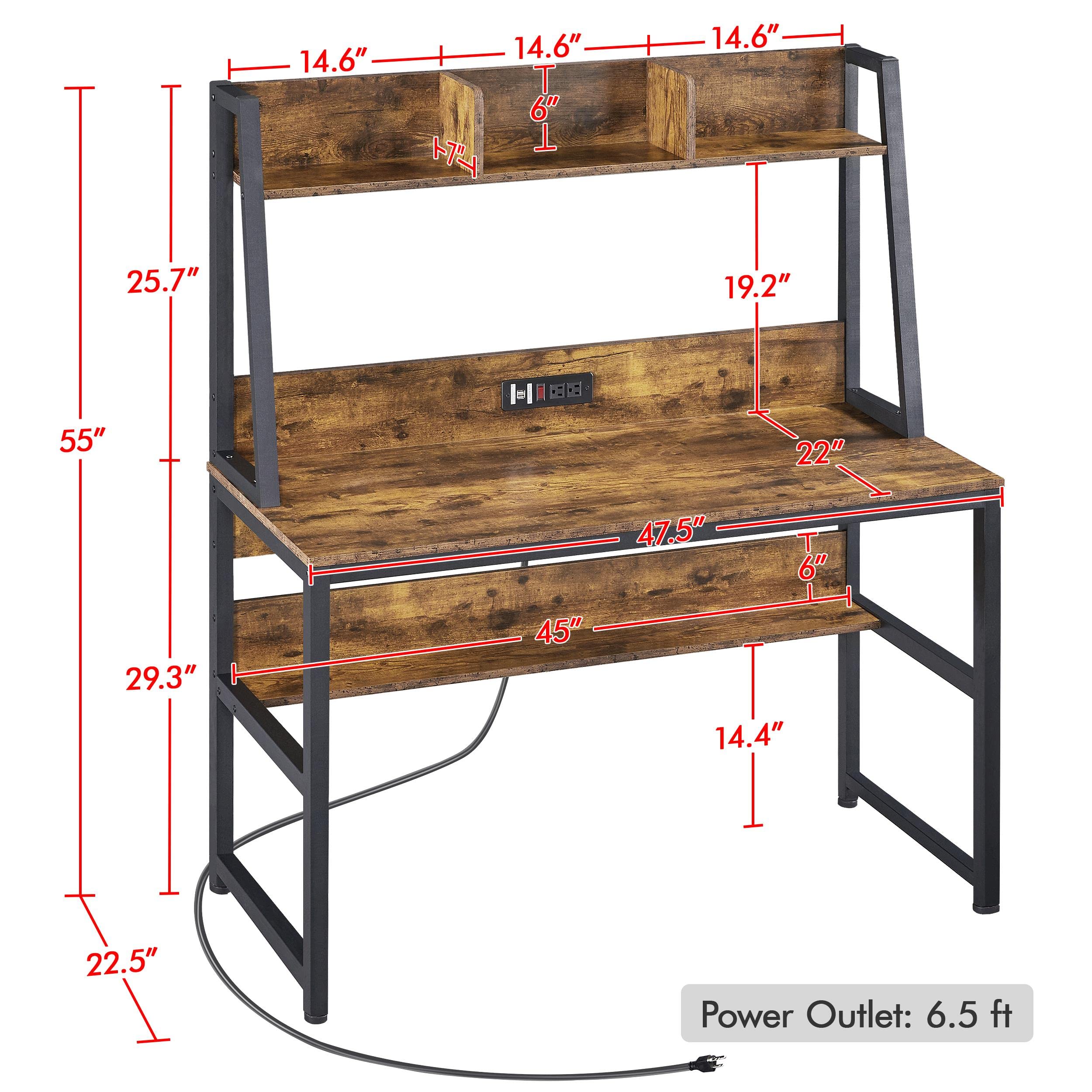 Yaheetech Modern Rustic Brown Home Office Desk and Chair Set - 47